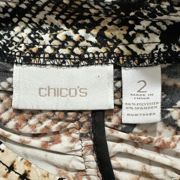 Chico's Size 2 Women's Large Animal Snakeskin Ruched Full Zip Sweatshirt Jacket - Picture 3 of 12